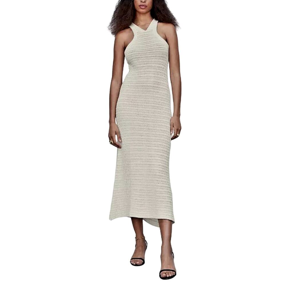 MNG Molino Women's Halter Neck Crochet Midi Dress Sleeveless Stretch‎ Size 4 US